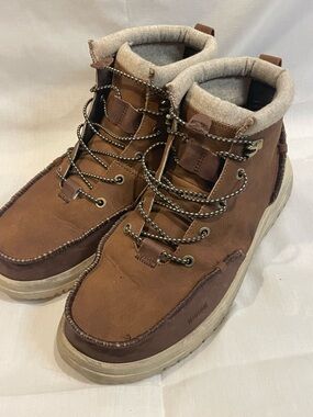 Hey Dude Brown Leather Boots Men’s 10 Hiking Casual Lace Up Comfort